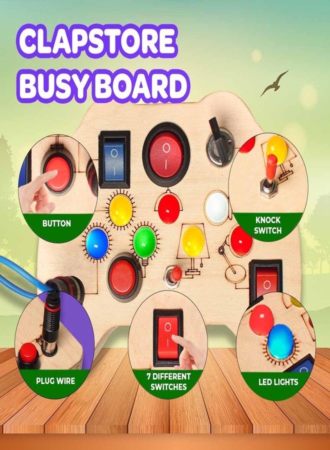 Clapstore Toys Busy Board Tinker Pad & Toggle Play Combo, LED Sensory Montessori Toys for Kids, 1-6 Years - Image 2